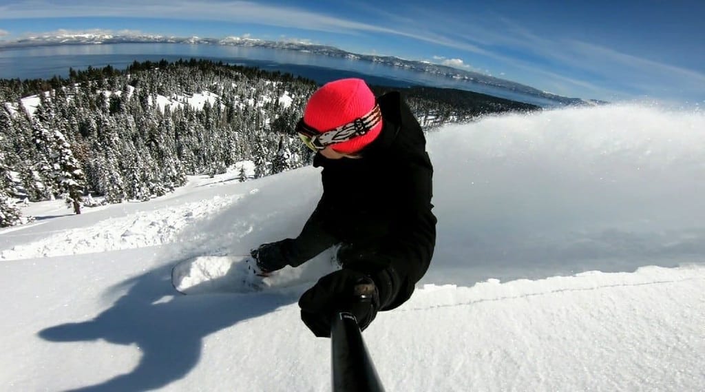 Snowboarding above the treeline